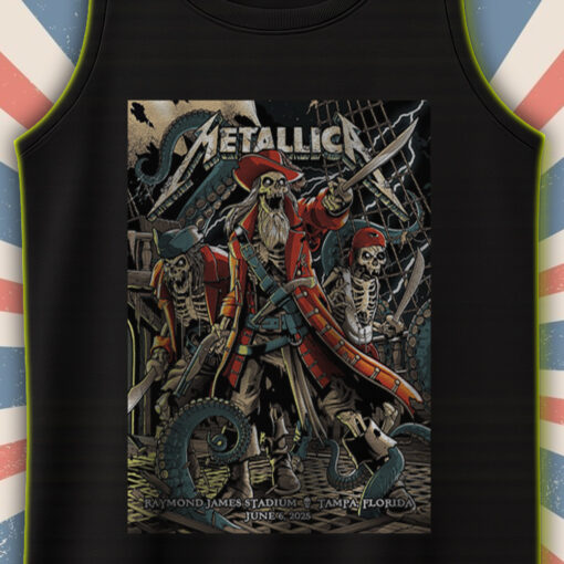 metallica pirate skeleton tank top m72 tour tampa june 6 2025 raymond james stadium official merch 2
