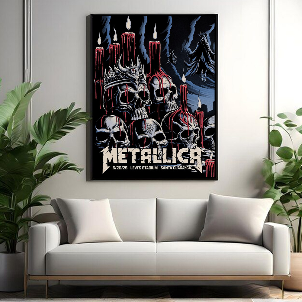 metallica santa clara live poster 2025 at levis stadium blood reign drop art posters canvas print 2
