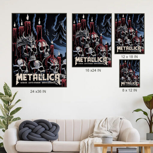 metallica santa clara live poster 2025 at levis stadium blood reign drop art posters canvas print