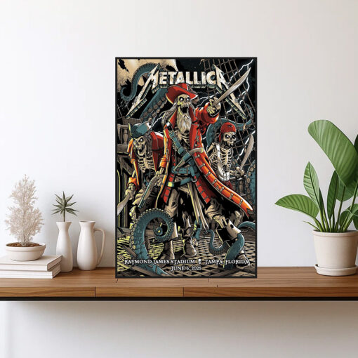 metallica tampa concert poster canvas m72 tour june 6 2025 pirate skeleton captain art raymond james stadium 1