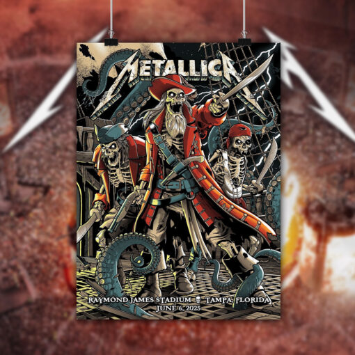 metallica tampa concert poster canvas m72 tour june 6 2025 pirate skeleton captain art raymond james stadium