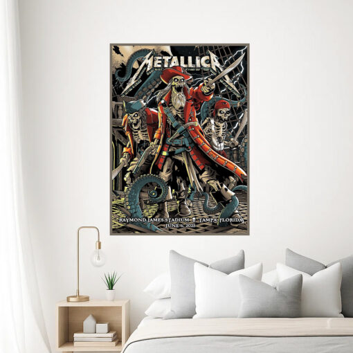 metallica tampa concert poster canvas m72 tour june 6 2025 pirate skeleton captain art raymond james stadium 3