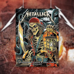 metallica tampa concert poster canvas m72 tour june 8 2025 pirate skeleton kraken art raymond james stadium