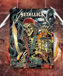 metallica tampa concert poster canvas m72 tour june 8 2025 pirate skeleton kraken art raymond james stadium
