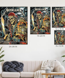metallica tampa concert poster canvas m72 tour june 8 2025 pirate skeleton kraken art raymond james stadium