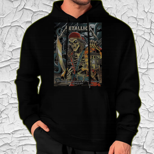 metallica tampa hoodie june 8 2025 m72 world tour pirate skeleton kraken design raymond james stadium 2