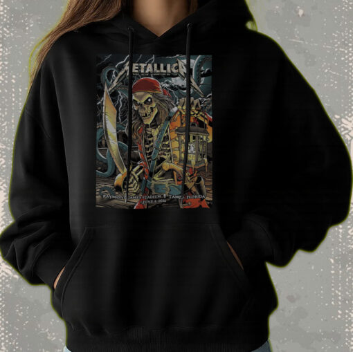 metallica tampa hoodie june 8 2025 m72 world tour pirate skeleton kraken design raymond james stadium