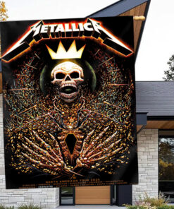 metallica tour flag 2025 north american cities skeleton king crown design m72 world tour banner 2