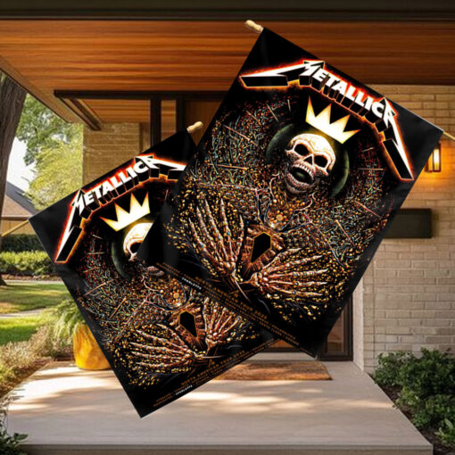 metallica tour flag 2025 north american cities skeleton king crown design m72 world tour banner