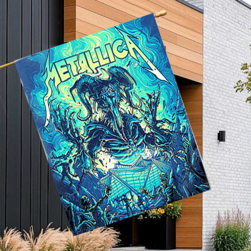 metallica tour flag june 3 2025 mercedes benz stadium m72 skeleton demon ram artwork atlanta show banner 1