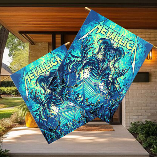 metallica tour flag june 3 2025 mercedes benz stadium m72 skeleton demon ram artwork atlanta show banner