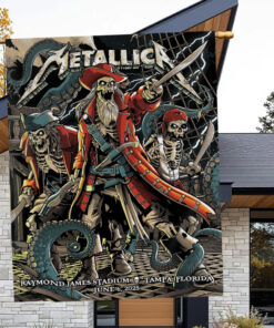 metallica tour flag m72 tampa pirate skeleton art june 6 2025 limited stadium banner edition 2