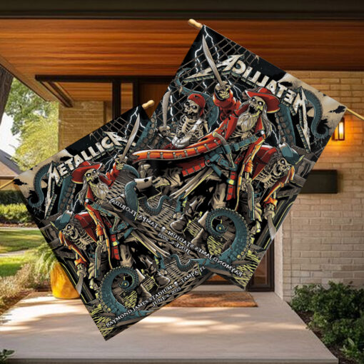 metallica tour flag m72 tampa pirate skeleton art june 6 2025 limited stadium banner edition