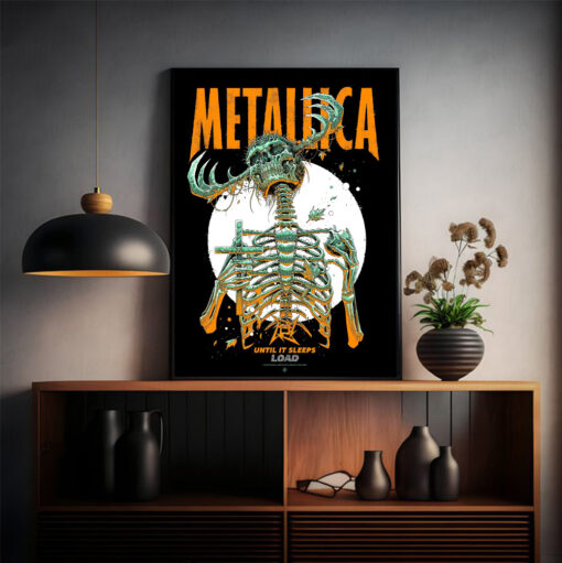 metallica until it sleeps poster load album era skeleton reaper canvas print 2025 art by luke preece 2
