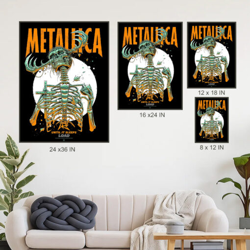 metallica until it sleeps poster load album era skeleton reaper canvas print 2025 art by luke preece