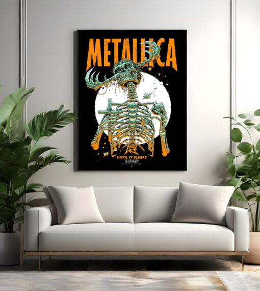 metallica until it sleeps poster load album era skeleton reaper canvas print 2025 art by luke preece