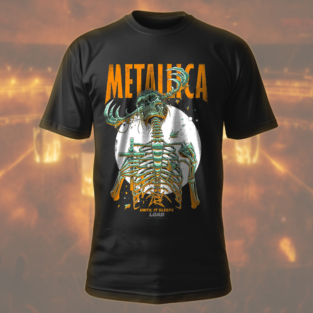 metallica until it sleeps t shirt load era tour design skeleton reaper art limited edition 2025 merch