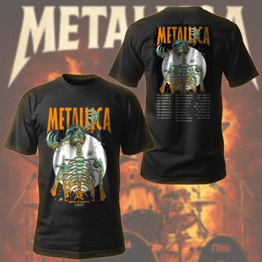 metallica until it sleeps t shirt load era tour design skeleton reaper art limited edition 2025 merch