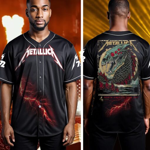 metallica baseball jersey north america tour 2025 sea serpent skull edition 2