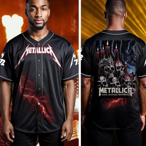 metallica baseball jersey skull candle inferno santa clara 2025 2