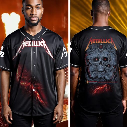 metallica baseball jersey triple skull rose reaper edition tour 2025 1