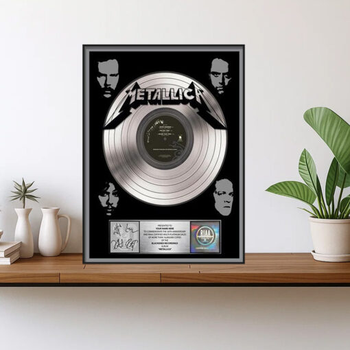 metallica black album 30th anniversary platinum plaque poster signed riaa tribute print 1