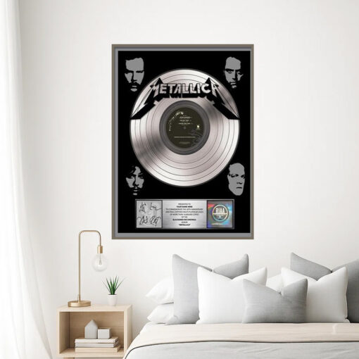 metallica black album 30th anniversary platinum plaque poster signed riaa tribute print 3
