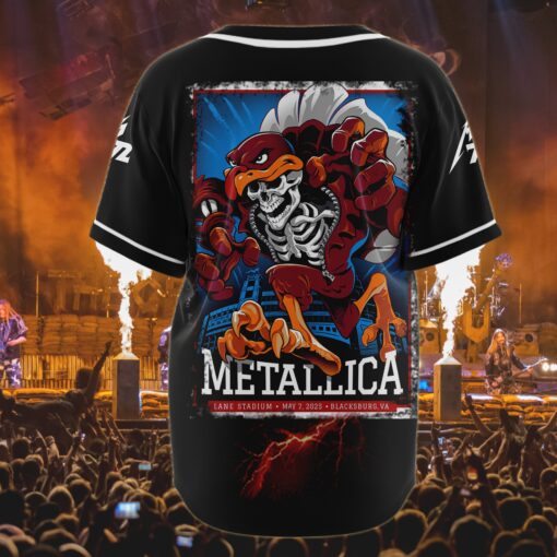 metallica blacksburg 2025 baseball jersey skeleton hokie rooster edition 3