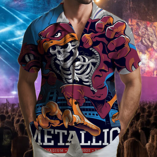 metallica blacksburg 2025 hawaiian shirt skeleton rooster show