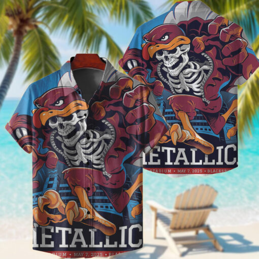 metallica blacksburg 2025 hawaiian shirt skeleton rooster show