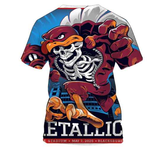 metallica blacksburg may 07 2025 lanestadium skeletonturkey 3d aop shirt 2