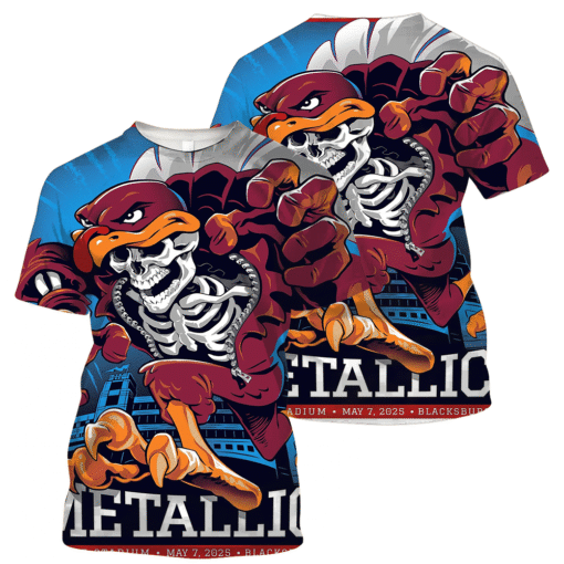 metallica blacksburg may 07 2025 lanestadium skeletonturkey 3d aop shirt