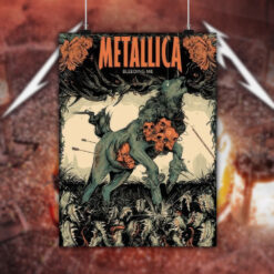 metallica bleeding me poster screen printed wall art decor with skull horse design 2
