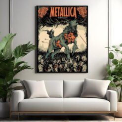 metallica bleeding me poster screen printed wall art decor with skull horse design