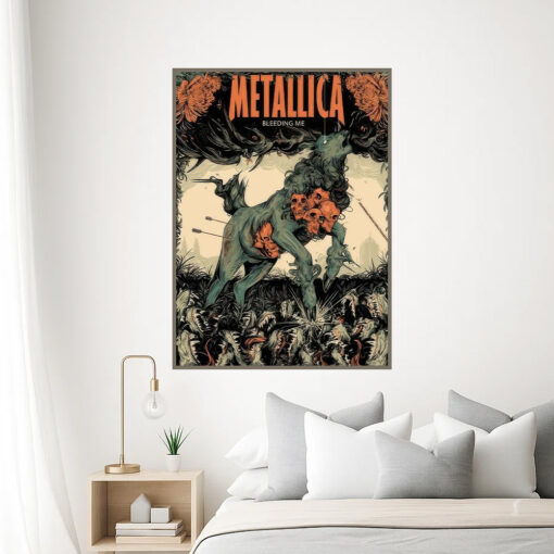metallica bleeding me poster screen printed wall art decor with skull horse design 3