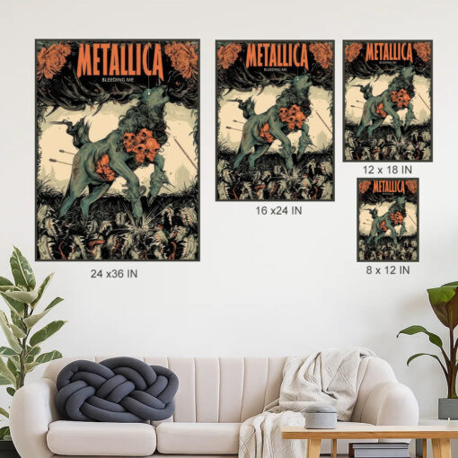 metallica bleeding me poster screen printed wall art decor with skull horse design 4