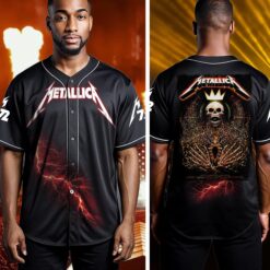 metallica charlotte 2025 baseball jersey crowned skull tour edition 2
