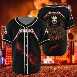 metallica charlotte 2025 baseball jersey crowned skull tour edition