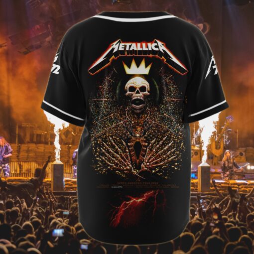 metallica charlotte 2025 baseball jersey crowned skull tour edition 3