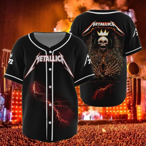 metallica charlotte 2025 baseball jersey crowned skull tour edition