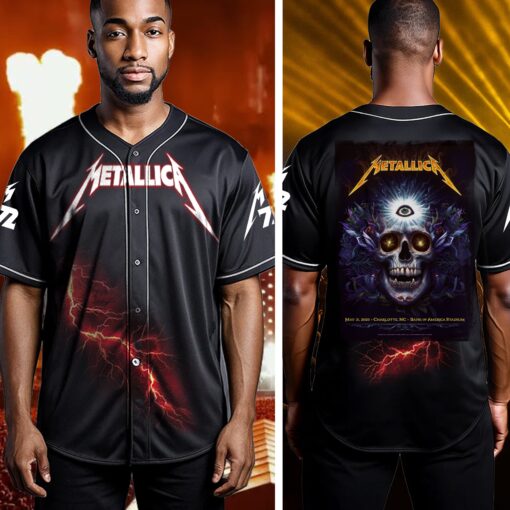 metallica charlotte 2025 baseball jersey third eye skull editio 2