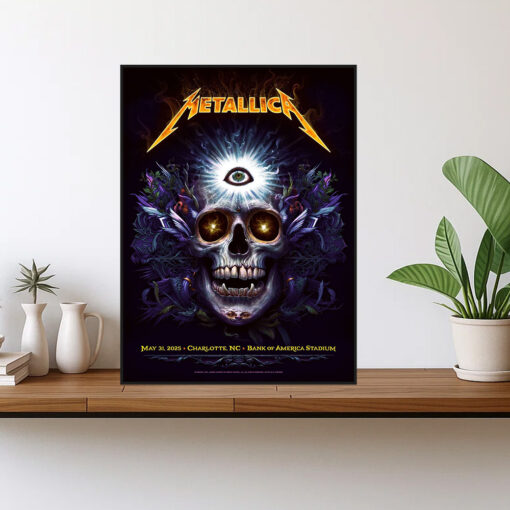 metallica charlotte 2025 canvas poster third eye skull art at bank of america stadium 1