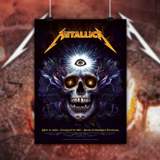 metallica charlotte 2025 canvas poster third eye skull art at bank of america stadium 2