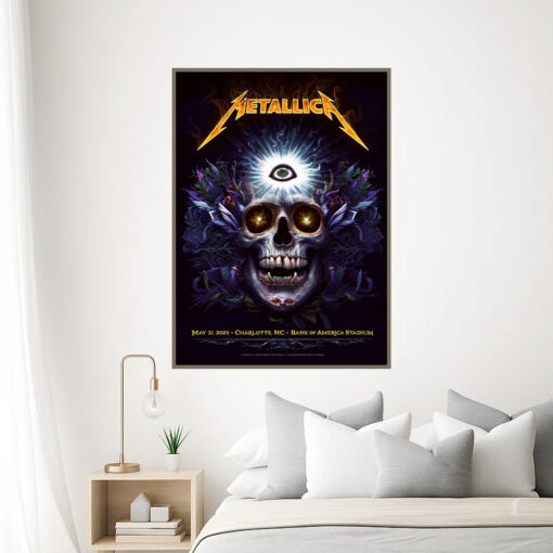 metallica charlotte 2025 canvas poster third eye skull art at bank of america stadium 3