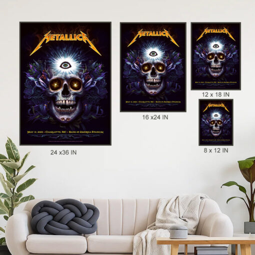 metallica charlotte 2025 canvas poster third eye skull art at bank of america stadium 4