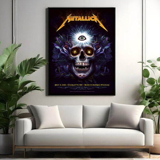 metallica charlotte 2025 canvas poster third eye skull art at bank of america stadium