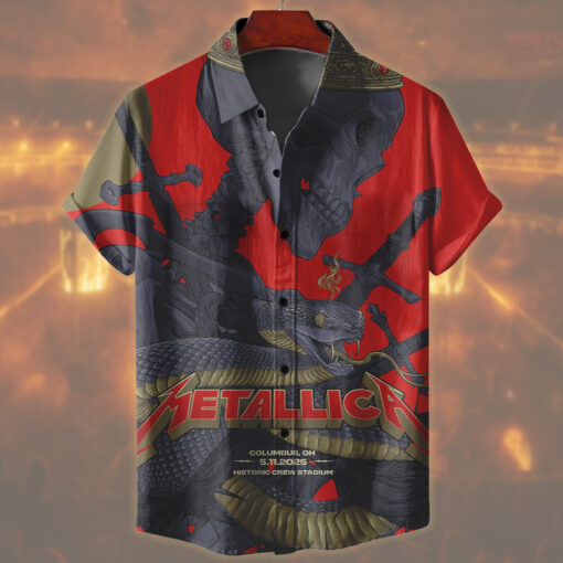 metallica columbus 2025 hawaiian shirt crown serpent war design 1