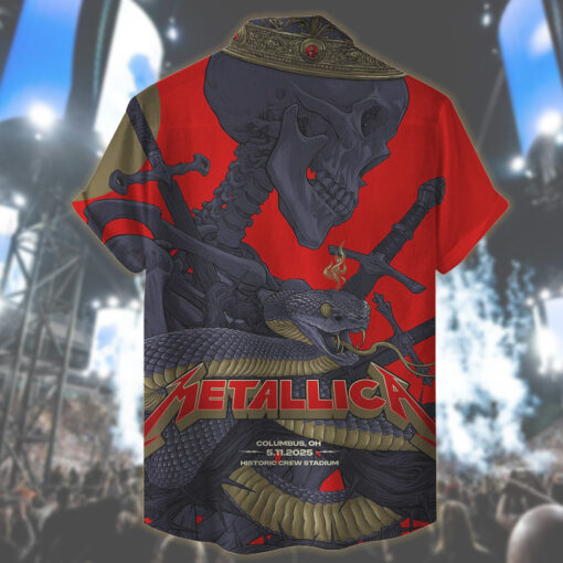 metallica columbus 2025 hawaiian shirt crown serpent war design 2