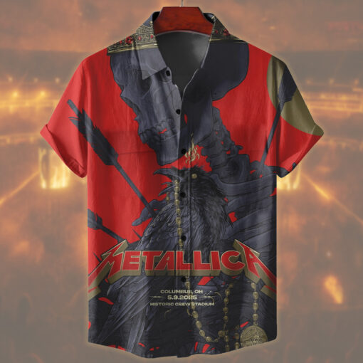 metallica columbus 2025 hawaiian shirt crowned skeleton raven edition 1