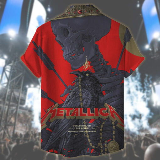metallica columbus 2025 hawaiian shirt crowned skeleton raven edition 2